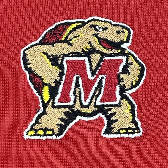 Maryland Terrapins Shirt Men L Red‎ adidas Short Sleeve Polo Climalite Golf - Picture 2 of 9